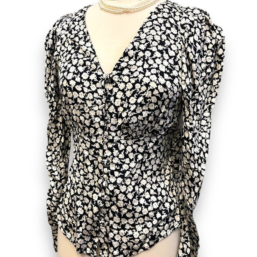 Mango MNG Floral Long Sleeve Blouse 4